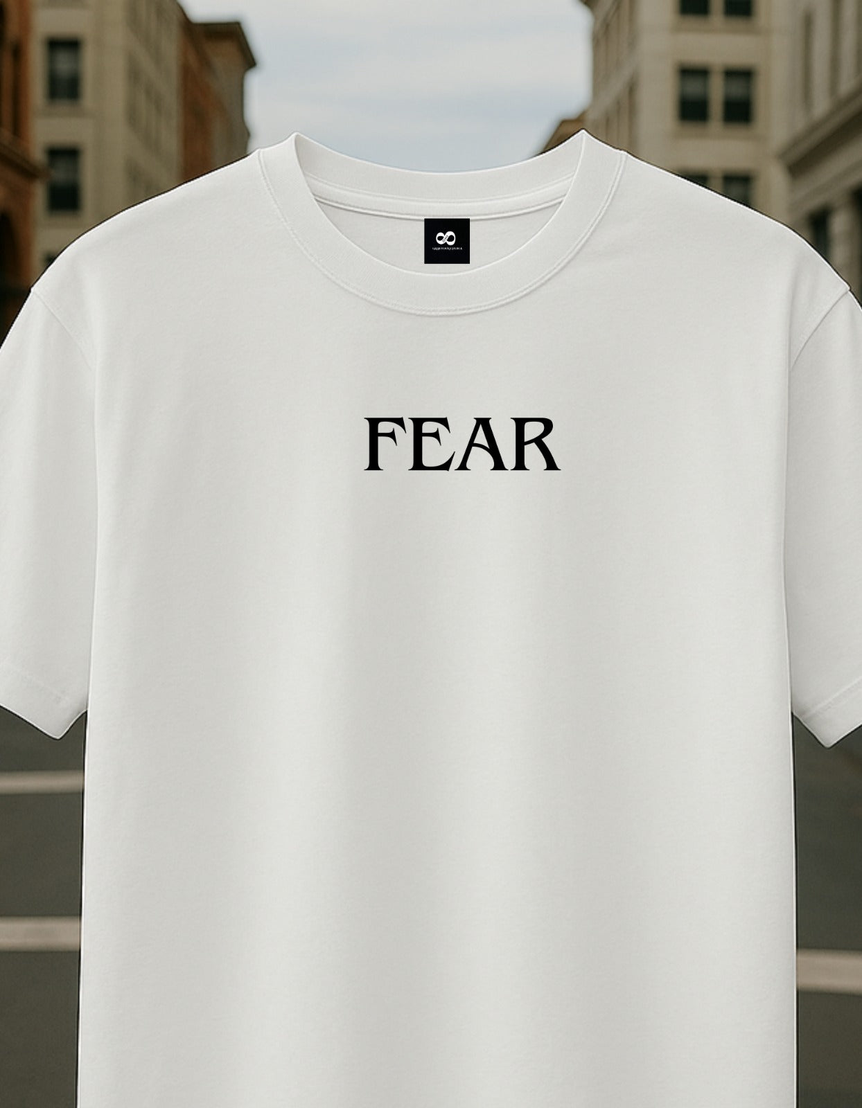 FEAR X WHITE OVESIZED PREMIUM QUALITY A1 FRENCH TERRY T-SHIRTS 240 GSM .