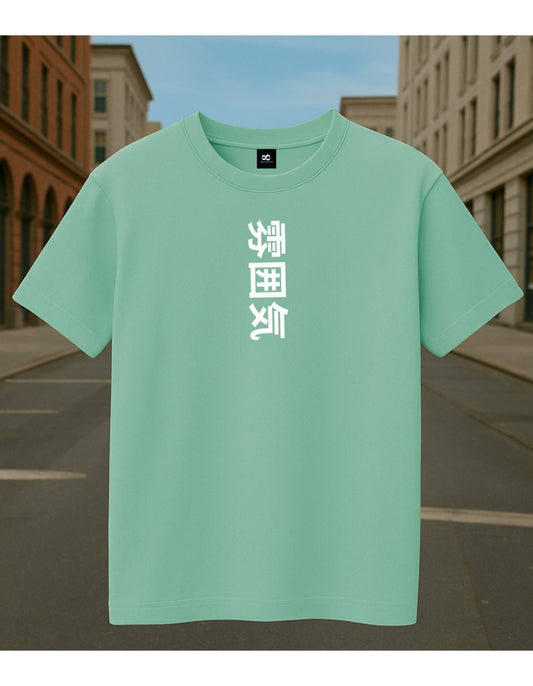 LIGHT GREEN UNIQUE PRINTED OVERSIZED PREMIUM T-SHIRT FRENCH TERRY 240 GSM
