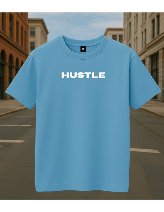 SKY BLUE PREMIUM OVERSIZED FRENCH TERRY T-SHIRT 240 GSM - HUSTLE
