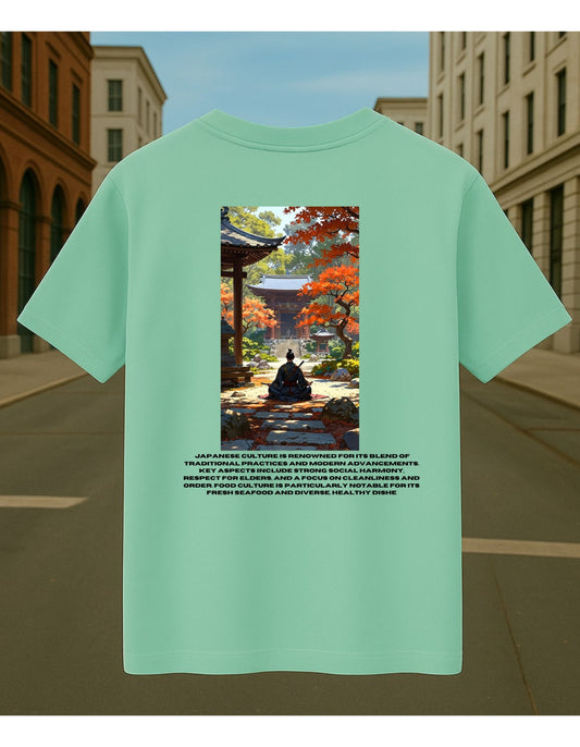LIGHT GREEN UNIQUE PRINTED OVERSIZED PREMIUM T-SHIRT FRENCH TERRY 240 GSM