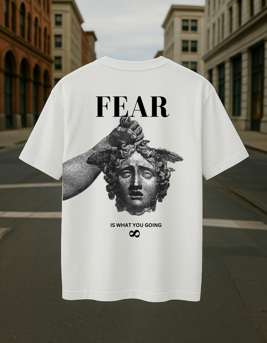 FEAR X WHITE OVESIZED PREMIUM QUALITY A1 FRENCH TERRY T-SHIRTS 240 GSM .
