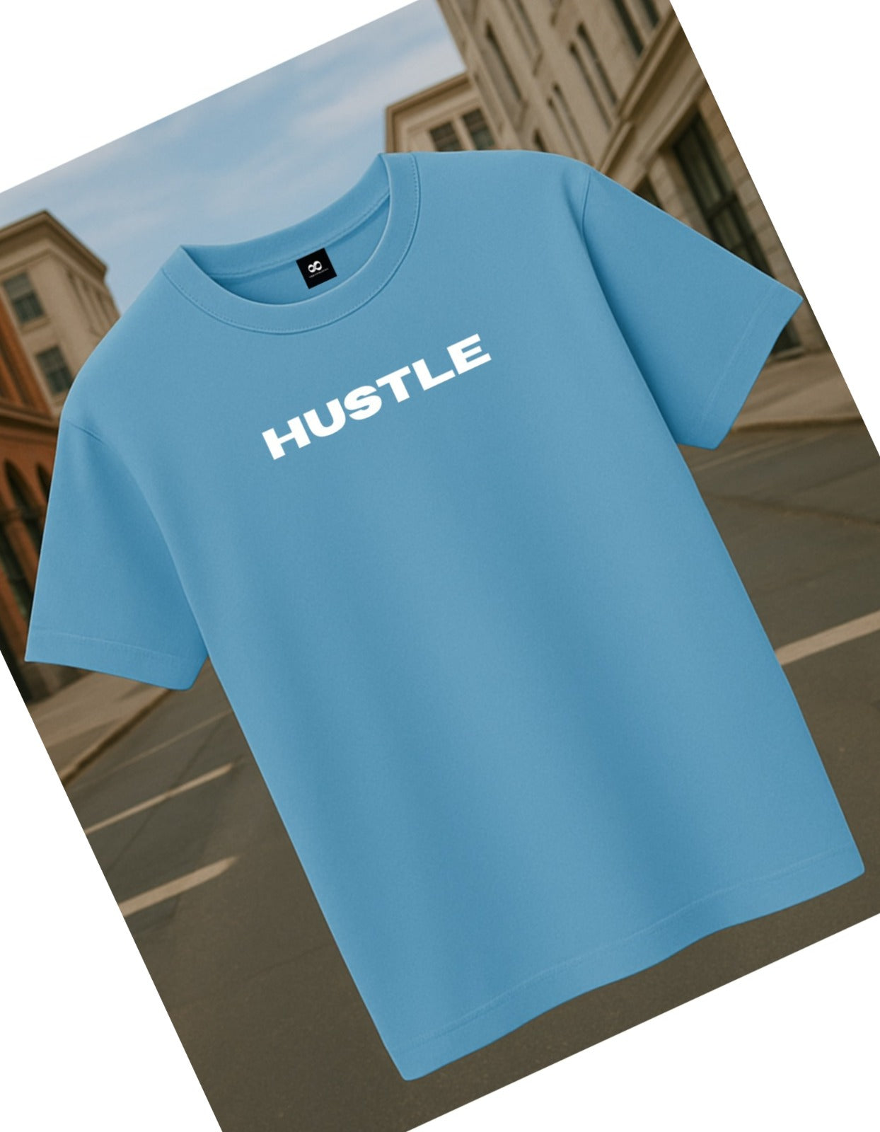 SKY BLUE PREMIUM OVERSIZED FRENCH TERRY T-SHIRT 240 GSM - HUSTLE