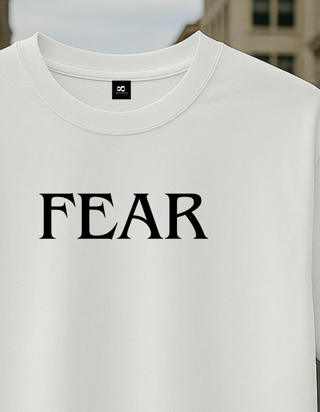 FEAR X WHITE OVESIZED PREMIUM QUALITY A1 FRENCH TERRY T-SHIRTS 240 GSM .