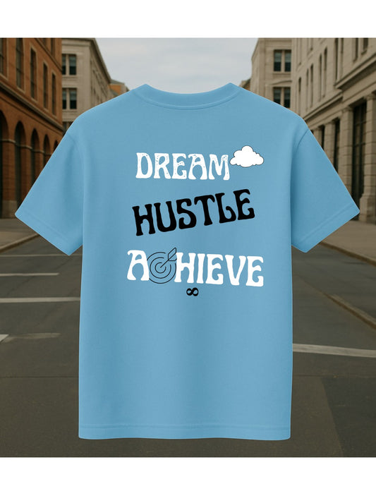 SKY BLUE PREMIUM OVERSIZED FRENCH TERRY T-SHIRT 240 GSM - HUSTLE